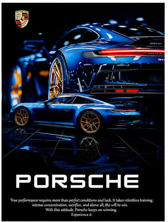 Porsche 911 GT3 Blue & Gold Aesthetic Frame